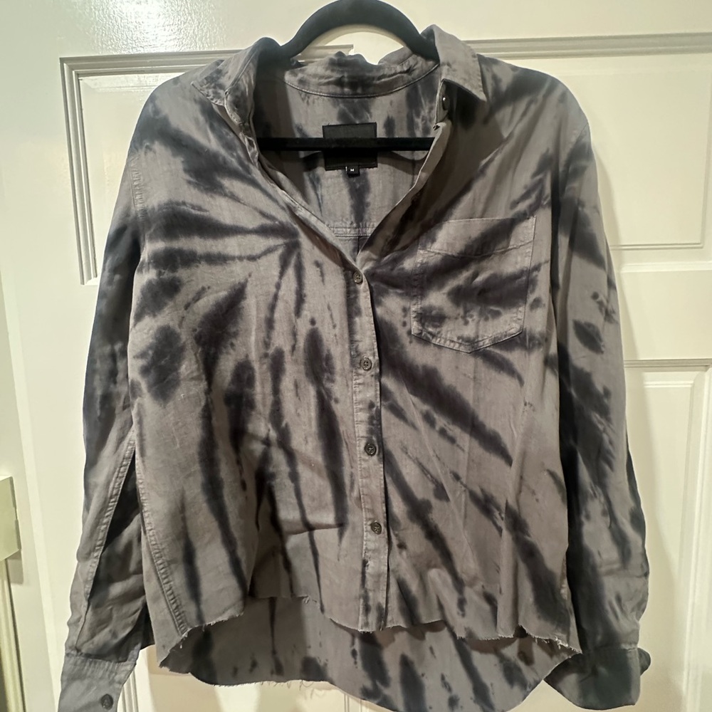 Rails Black and Gray Tie-Dye Button Down Shirt